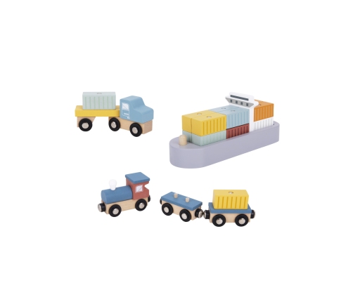 TOOKY TOY Dźwig Portowy Drewniany Zestaw