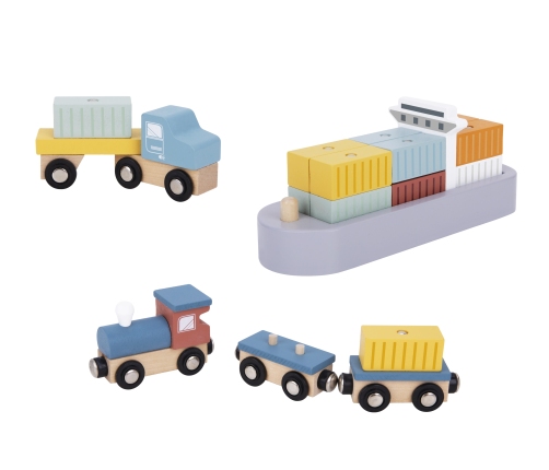 TOOKY TOY Dźwig Portowy Drewniany Zestaw