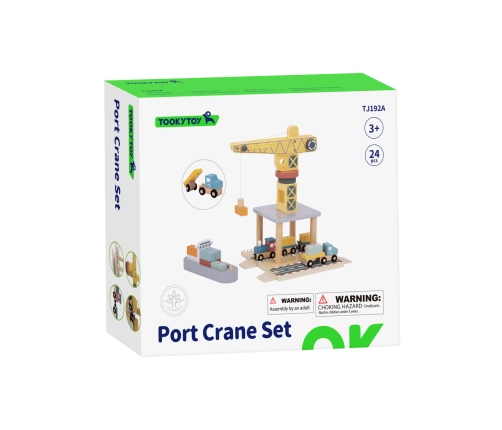 TOOKY TOY Dźwig Portowy Drewniany Zestaw