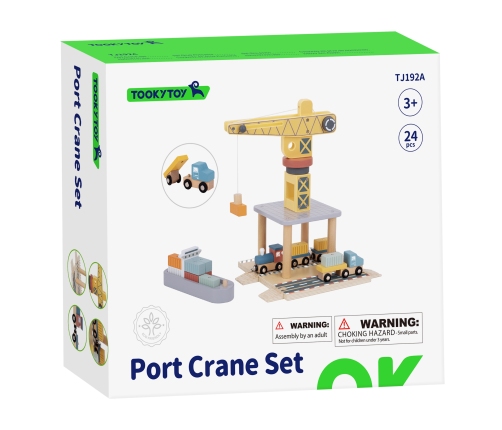 TOOKY TOY Dźwig Portowy Drewniany Zestaw