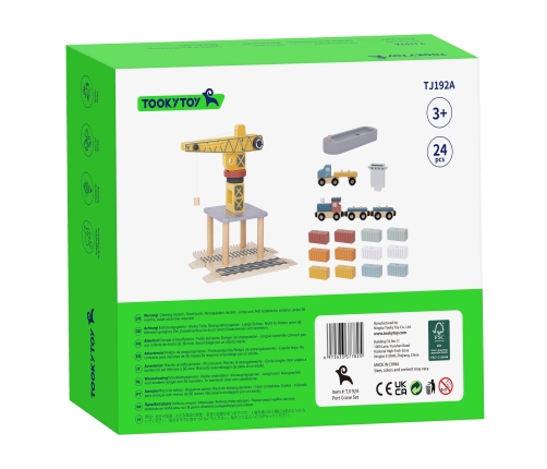 TOOKY TOY Dźwig Portowy Drewniany Zestaw
