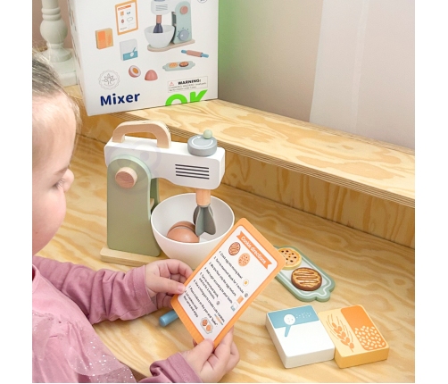 TOOKY TOY Mikser Drewniany Pastelowy Zestaw Akcesoria