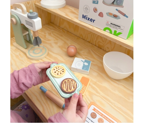 TOOKY TOY Mikser Drewniany Pastelowy Zestaw Akcesoria