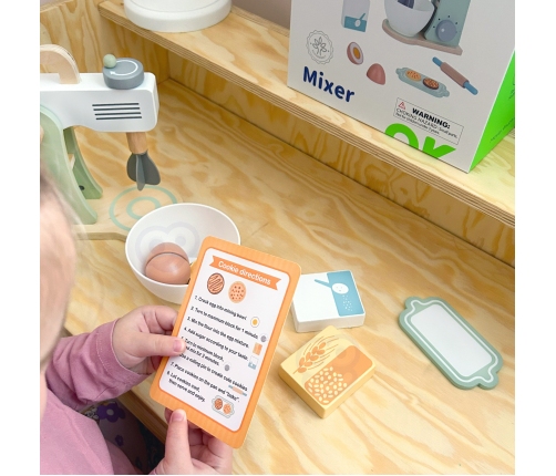 TOOKY TOY Mikser Drewniany Pastelowy Zestaw Akcesoria
