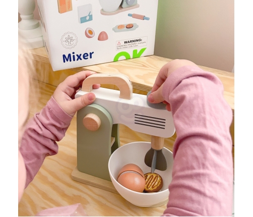 TOOKY TOY Mikser Drewniany Pastelowy Zestaw Akcesoria