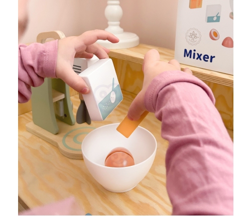 TOOKY TOY Mikser Drewniany Pastelowy Zestaw Akcesoria