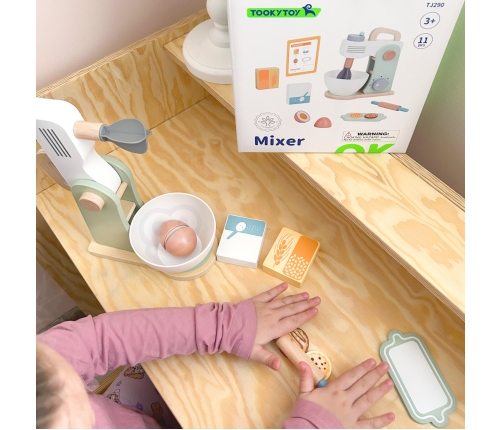 TOOKY TOY Mikser Drewniany Pastelowy Zestaw Akcesoria