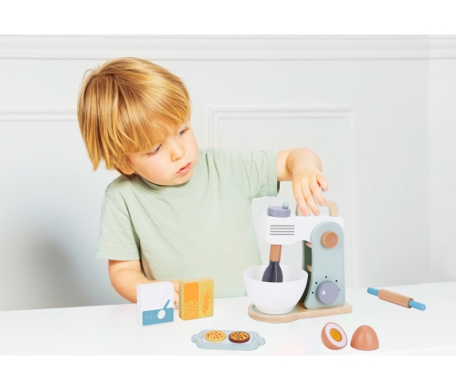 TOOKY TOY Mikser Drewniany Pastelowy Zestaw Akcesoria