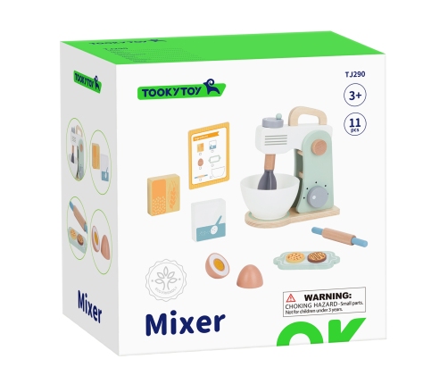 TOOKY TOY Mikser Drewniany Pastelowy Zestaw Akcesoria