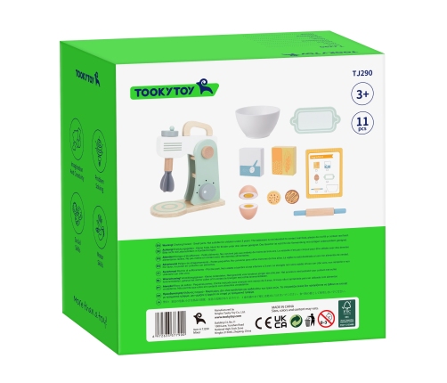 TOOKY TOY Mikser Drewniany Pastelowy Zestaw Akcesoria
