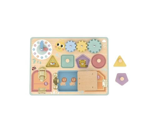 TOOKY TOY Tablica Manipulacyjna Zamki Zębatki Sorter Zegar