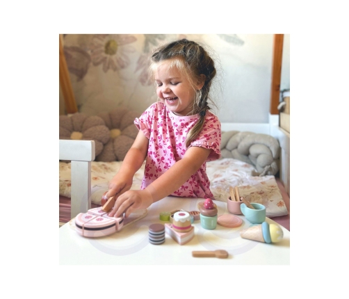 TOOKY TOY Sweet Cake Drewniany Zestaw Słodkości w Pudełku Cukiernia Lodziarnia