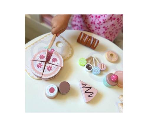 TOOKY TOY Sweet Cake Drewniany Zestaw Słodkości w Pudełku Cukiernia Lodziarnia