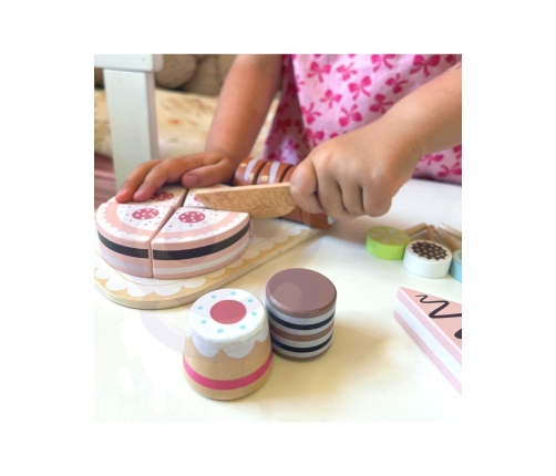 TOOKY TOY Sweet Cake Drewniany Zestaw Słodkości w Pudełku Cukiernia Lodziarnia