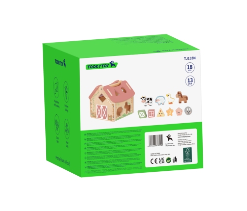 TOOKY TOY Farma Sorter Drewniany Zwierzęta Kształty