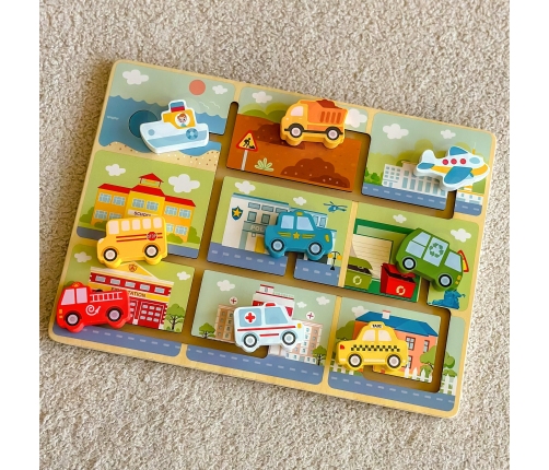 TOOKY TOY Labirynt Drewniany Pojazdy Układanka