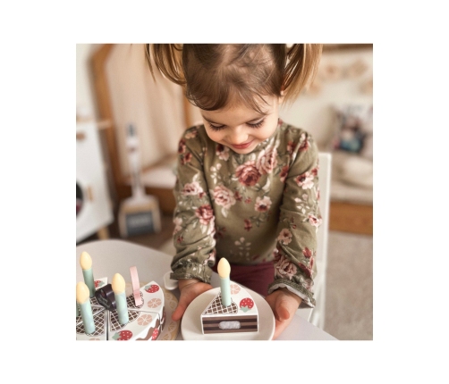 TOOKY TOY Drewniany Tort Urodzinowy ze Świeczkami Rzepy