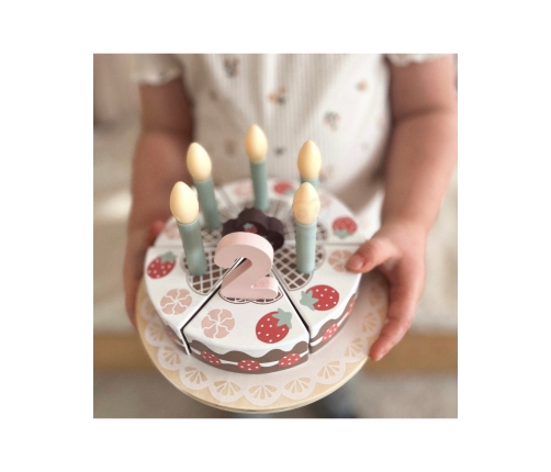 TOOKY TOY Drewniany Tort Urodzinowy ze Świeczkami Rzepy