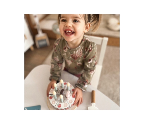 TOOKY TOY Drewniany Tort Urodzinowy ze Świeczkami Rzepy