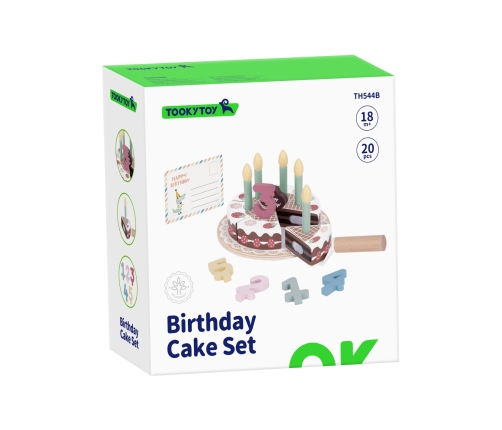 TOOKY TOY Drewniany Tort Urodzinowy ze Świeczkami Rzepy