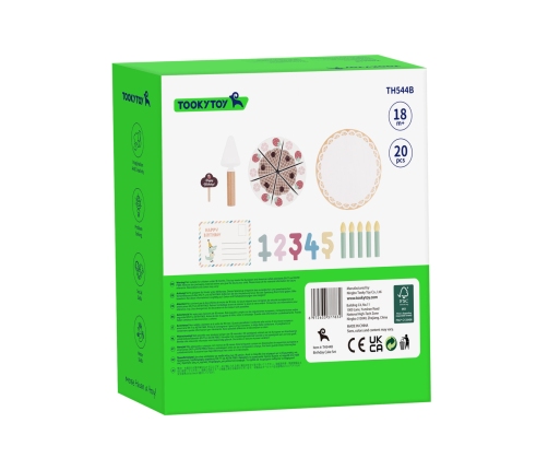 TOOKY TOY Drewniany Tort Urodzinowy ze Świeczkami Rzepy