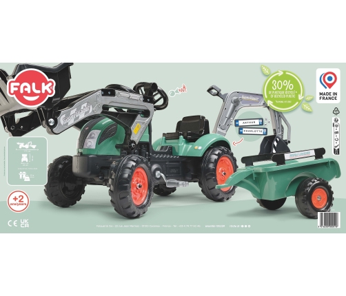Traktors ar pedāļiem un kausu FALK Farm Lander