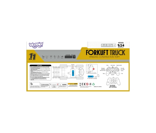 WOOPIE Zdalnie Sterowany Wózek Widłowy 2w1 Dźwig RC - Skala 1:24