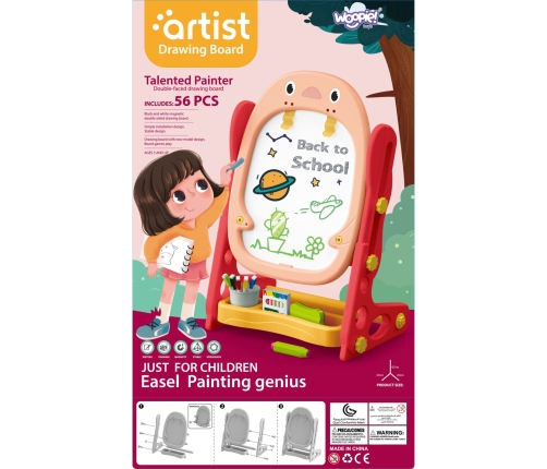 WOOPIE Dwustronna Tablica Magnetyczna do Rysowania i Nauki Liczb oraz Liter 56 el.