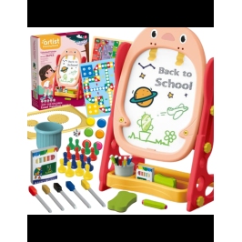 WOOPIE Dwustronna Tablica Magnetyczna do Rysowania i Nauki Liczb oraz Liter 56 el.