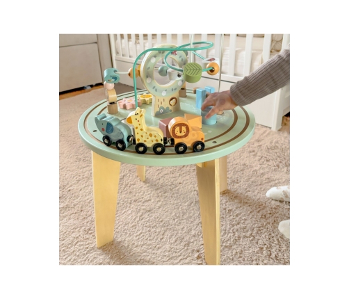 TOOKY TOY Drewniany Stół Aktywności Montessori Pętla Motoryczna