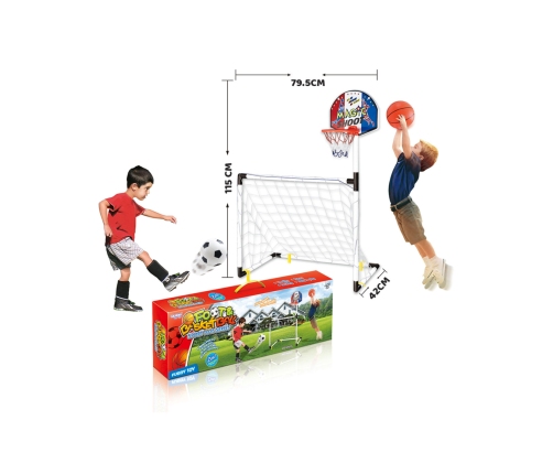 WOOPIE Zestaw 2w1 Koszykówka Bramka do Piłki Nożnej+ Piłki