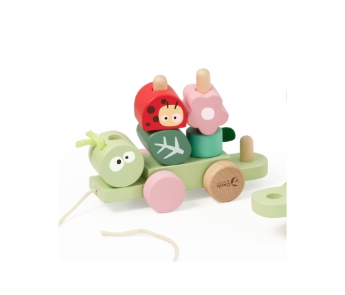 CLASSIC WORLD Montessori Kolejka Gąsienica Drewniana Układanka