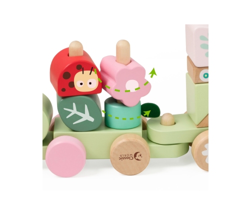 CLASSIC WORLD Montessori Kolejka Gąsienica Drewniana Układanka