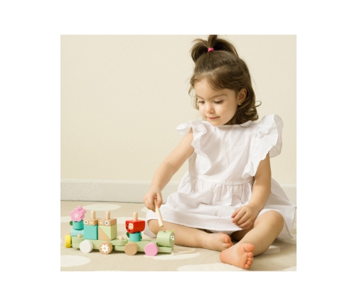 CLASSIC WORLD Montessori Kolejka Gąsienica Drewniana Układanka