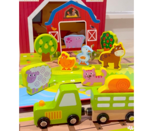 TOOKY TOY Drewniana Farma w Walizce Figurki Pojazdy