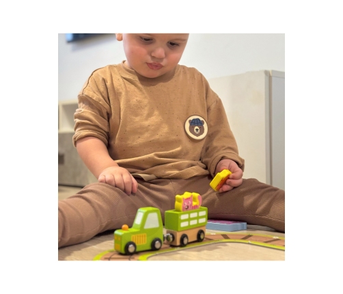 TOOKY TOY Drewniana Farma w Walizce Figurki Pojazdy