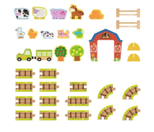 TOOKY TOY Drewniana Farma w Walizce Figurki Pojazdy