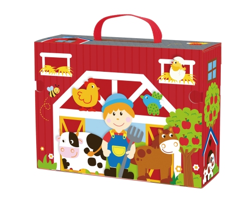 TOOKY TOY Drewniana Farma w Walizce Figurki Pojazdy