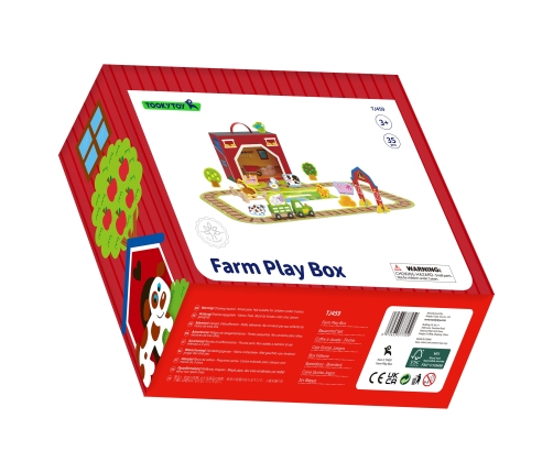 TOOKY TOY Drewniana Farma w Walizce Figurki Pojazdy