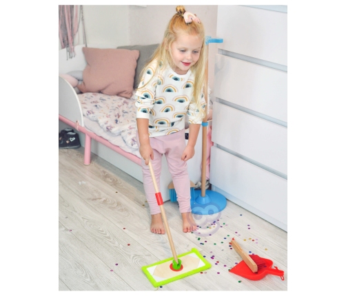 TOOKY TOY Drewniany Zestaw do Sprzątania dla Dzieci 6 el.