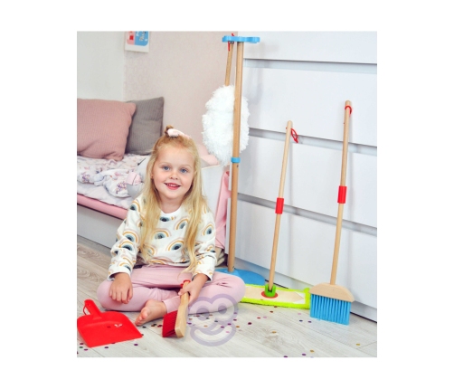 TOOKY TOY Drewniany Zestaw do Sprzątania dla Dzieci 6 el.