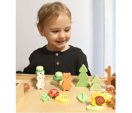TOOKY TOY Zestaw Leśny Układanka w Stosy Klocki Figurki