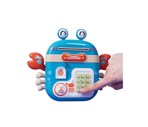 WOOPIE Elektroniczna Skarbonka Sejf Bankomat na Pin Kod Dostępu Krab Plecak Niebieski