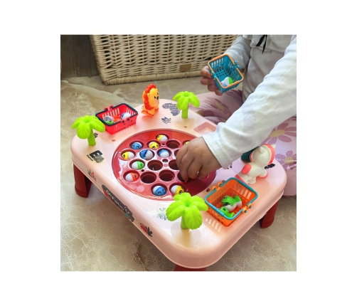 WOOPIE Gra Zręcznościowa Łowienie Ryb Interaktywny Stolik Różowy