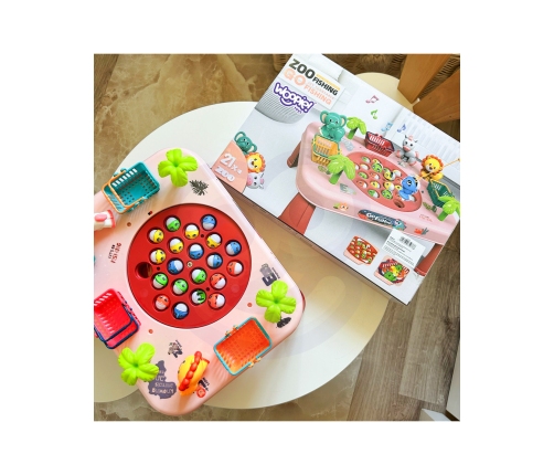 WOOPIE Gra Zręcznościowa Łowienie Ryb Interaktywny Stolik Różowy