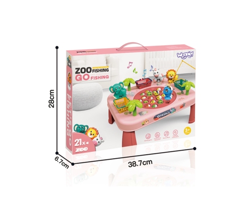 WOOPIE Gra Zręcznościowa Łowienie Ryb Interaktywny Stolik Różowy