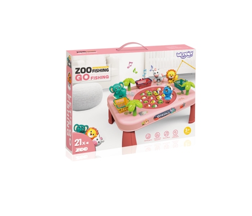 WOOPIE Gra Zręcznościowa Łowienie Ryb Interaktywny Stolik Różowy