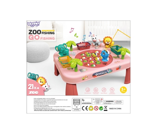 WOOPIE Gra Zręcznościowa Łowienie Ryb Interaktywny Stolik Różowy
