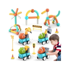 WOOPIE Klocki Magnetyczne Dinozaury Konstrukcyjne 84 el.