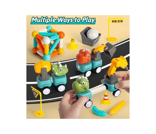 WOOPIE Klocki Magnetyczne Dinozaury Konstrukcyjne 84 el.